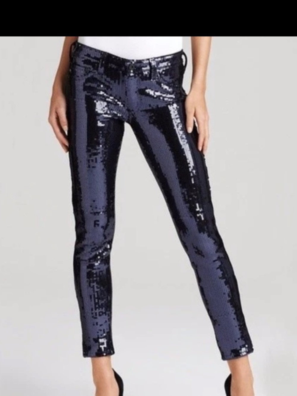 AG Adriano Goldschmied Navy Sequin Skinny Jeans
